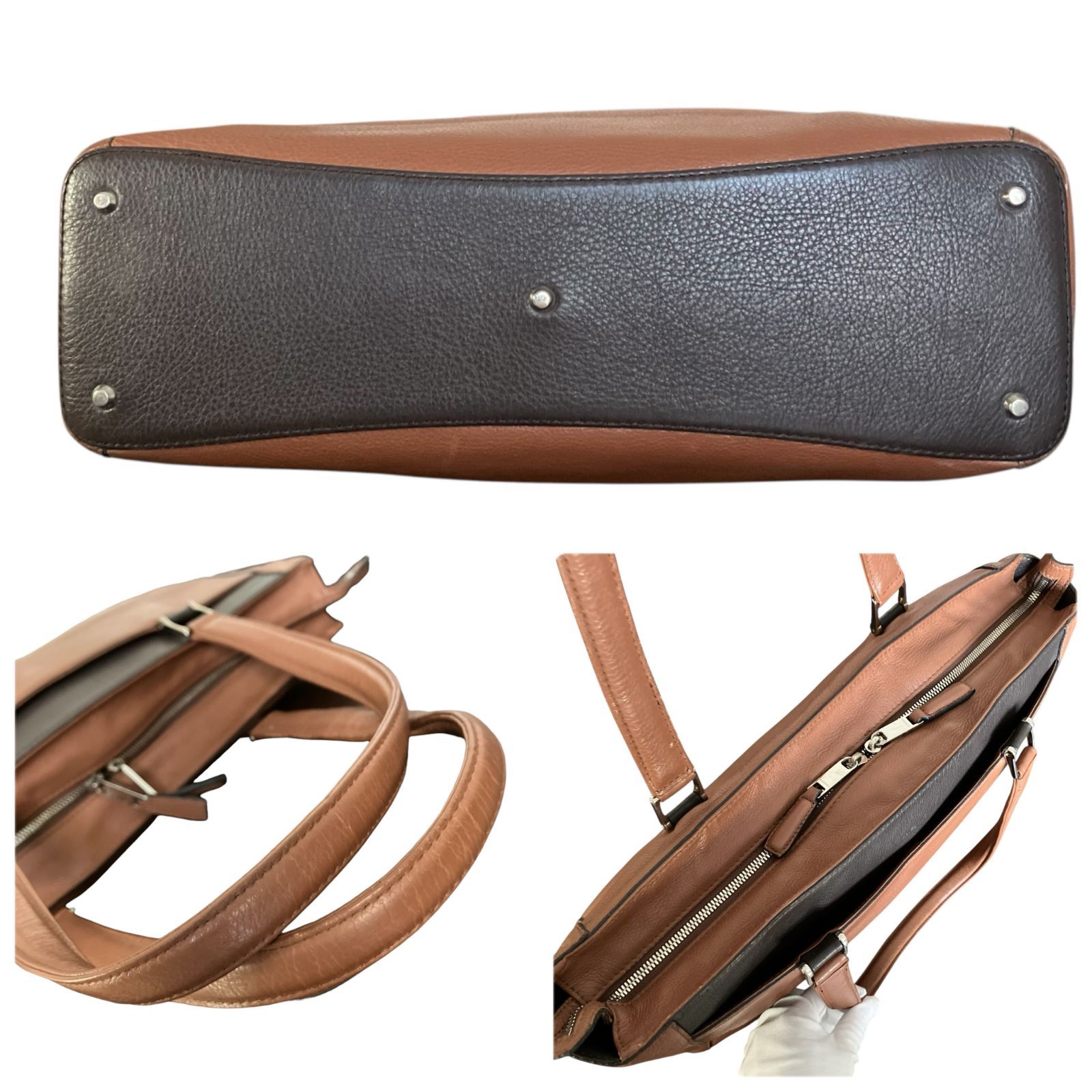 美品✨FUJITAKA フジタカ　ブラウン　ビジネスバッグ　2way ブラウン MY1225】FUJITAKA フジタカ ビジネスバッグ ブラウン バイカラー シボ