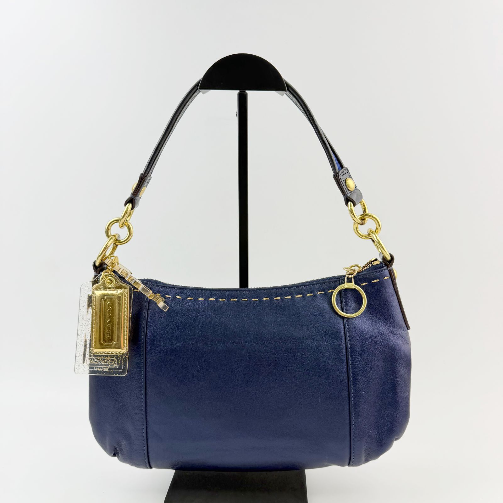 中古】COACH コーチ ポピー ロゴプレート フロントポケット ショルダー