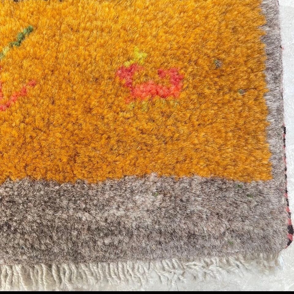 ギャッベ 本物 手織り ペルシャ イラン産 玄関マット37×59 ヤギ 生命の