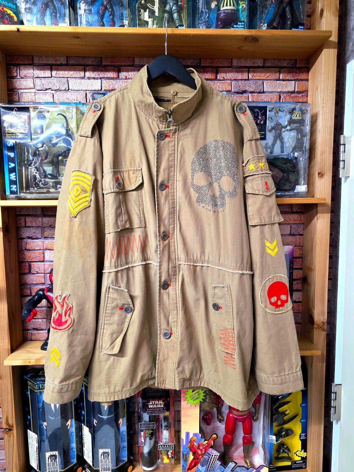 US古着】00s Skull & Eagle Rhinestone Military Jacket | スカル