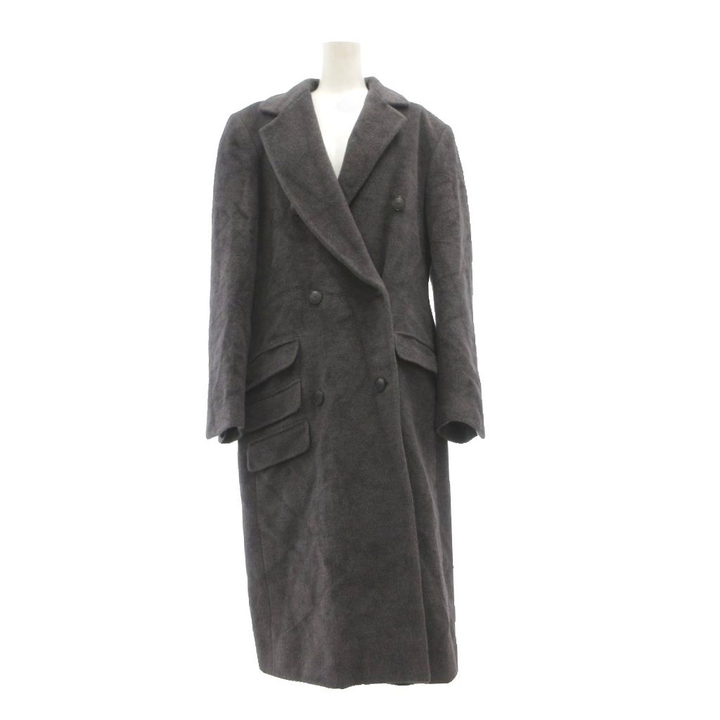 ジバンシィ GIVENCHY ヴィンテージ VINTAGE 美品 ダブルブレストロングコート ウール アンゴラ フランス製 グレー /MG ■ECG009