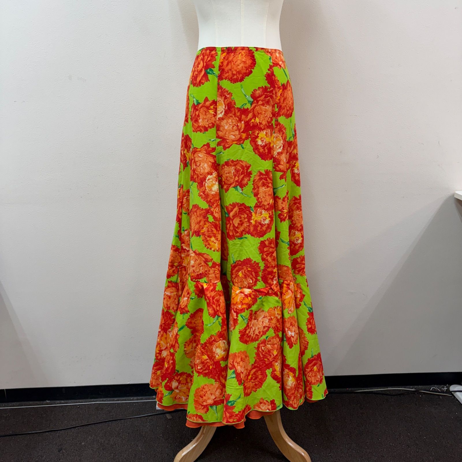【HERMOSA】 フラメンコ衣装 スカート ファルダ 黄緑 オレンジ フリル 花柄 エルモサ 12,780円