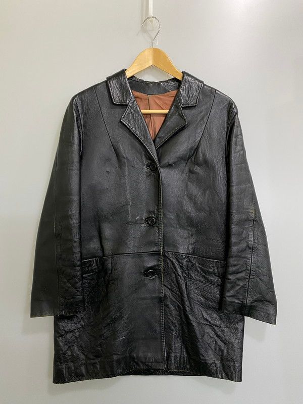 【現状渡し品】 USED ユーズド 60-70'S LEATHER COAT レザー コート アウター 【146-260926-zi-14-min】