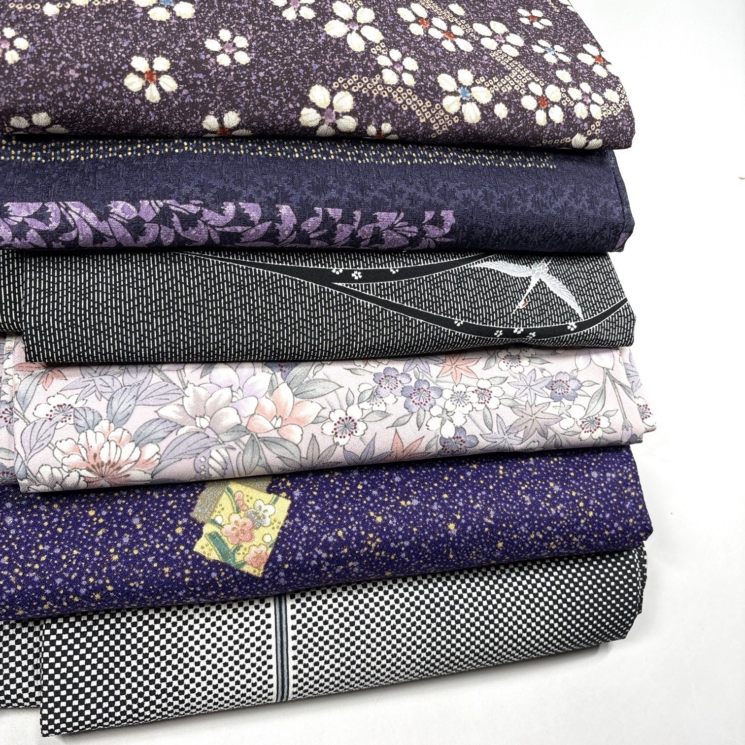 着物 6枚セット 化繊 着物まとめ売り【9422】同梱購入歓迎 リメイク用