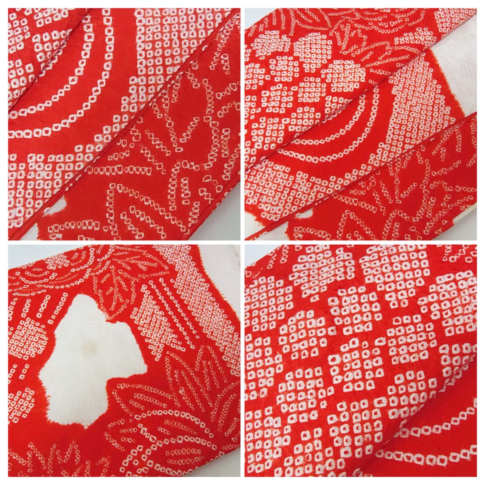 逸品 振袖「朱に流れる花絞り」鹿子本絞り 金駒刺繍 正絹 裄63 小柄