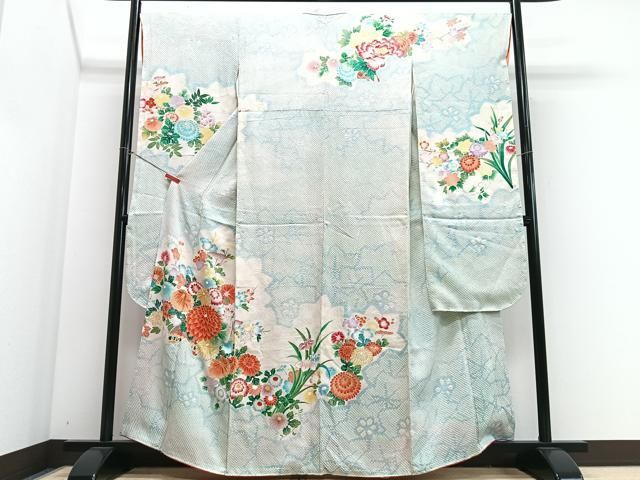 平和屋着物□豪華振袖 駒刺繍 絞り 草花文 金彩 三越扱い 正絹 逸品