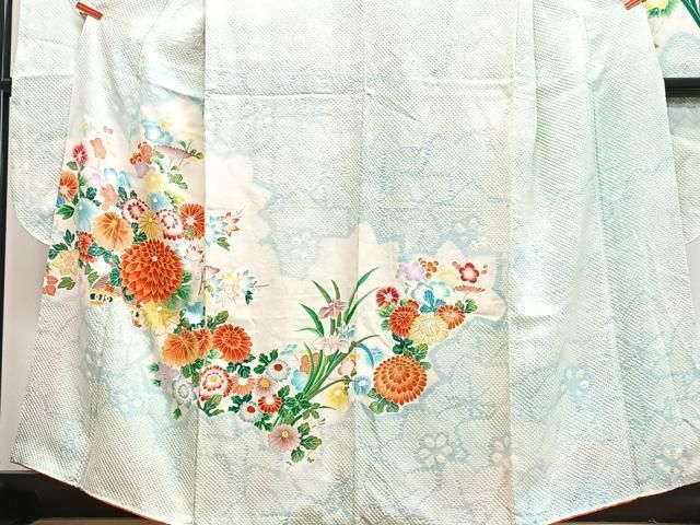 平和屋着物□豪華振袖 駒刺繍 絞り 草花文 金彩 三越扱い 正絹 逸品 平和屋着物□豪華振袖 駒刺繍 絞り 草花文 金彩 三越扱い 正絹 逸品