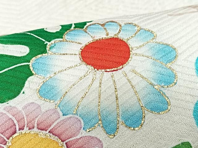 平和屋着物□豪華振袖 駒刺繍 絞り 草花文 金彩 三越扱い 正絹 逸品 平和屋着物□豪華振袖 駒刺繍 絞り 草花文 金彩 三越扱い 正絹 逸品