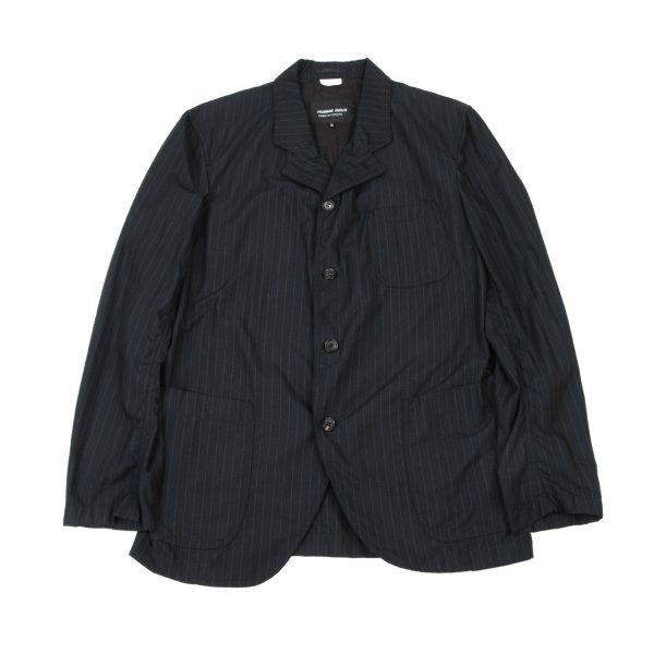 コムデギャルソン オムドゥCOMME des GARCONS HOMME DEUX ポリ混ストライプパッカリングジャケット 紺XL 32,855円