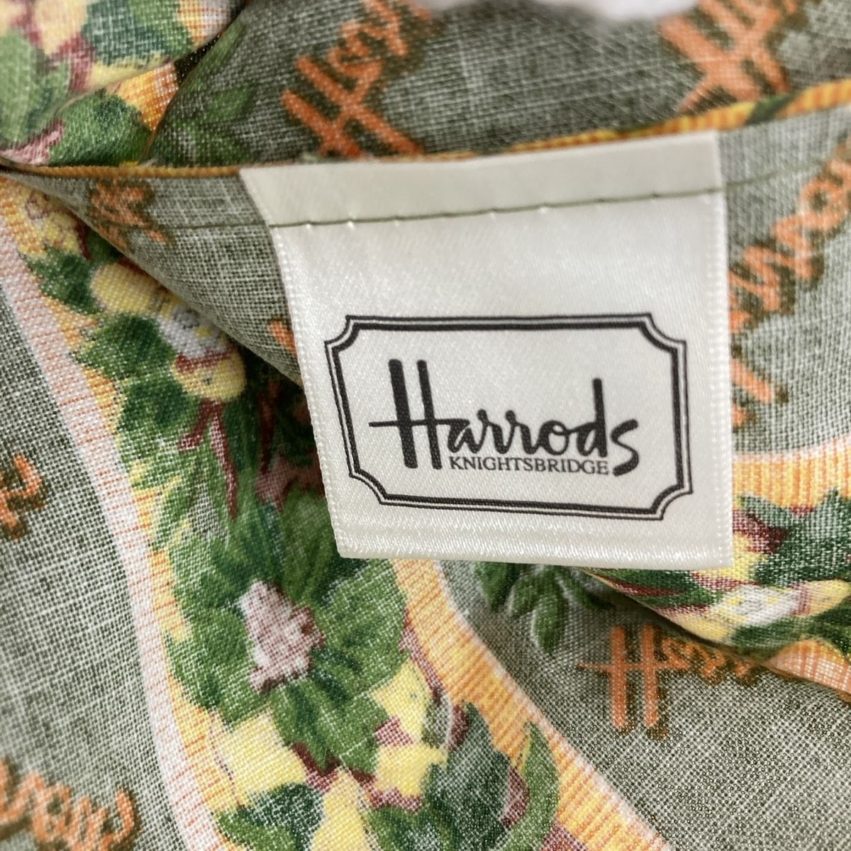 美品 Harrods/ハロッズ トートバッグ/エコバッグ グリーン/緑 総柄