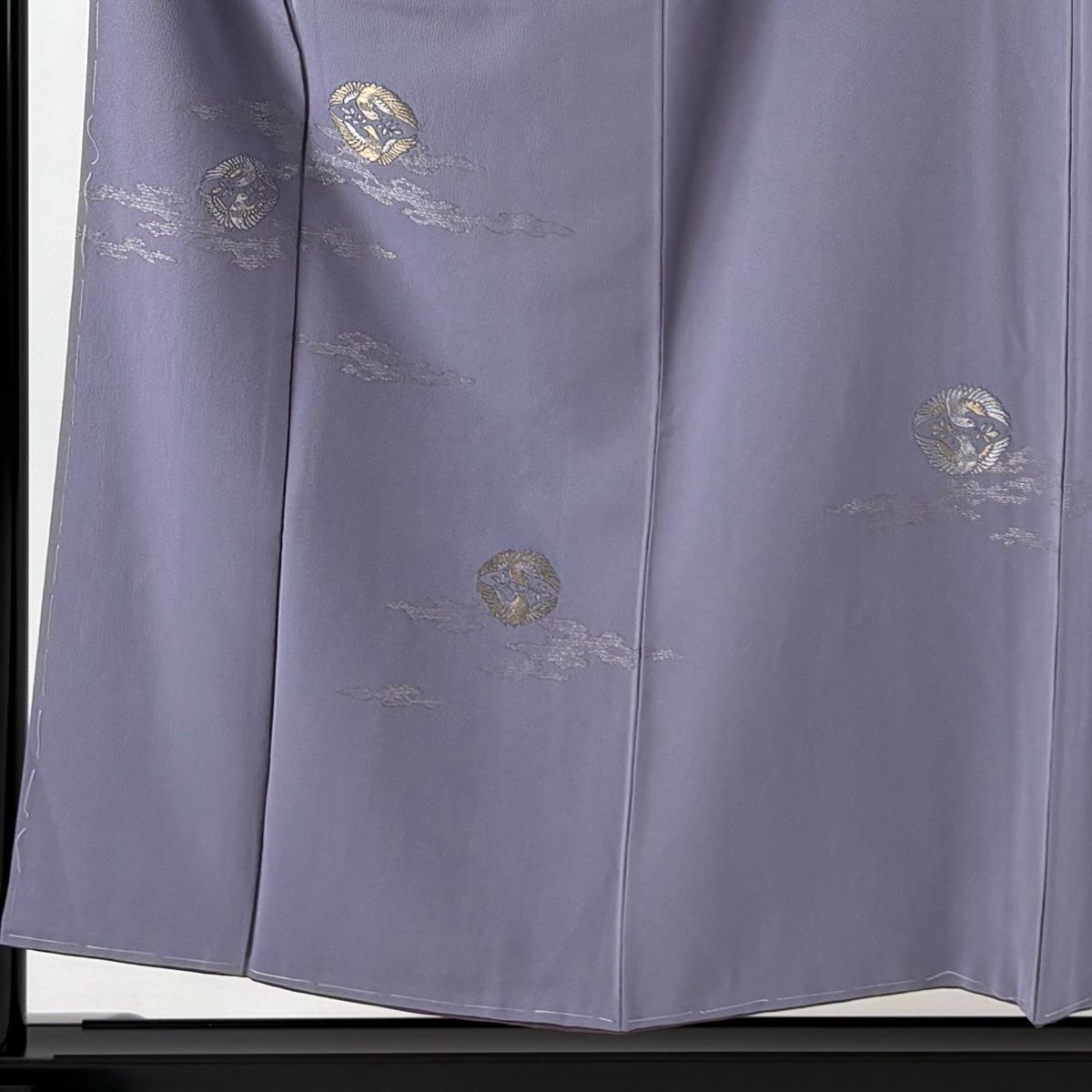 付下げ 身丈151cm 裄丈62cm S 袷 鳥 霞 金銀糸 薄紫 正絹 優品 【中古