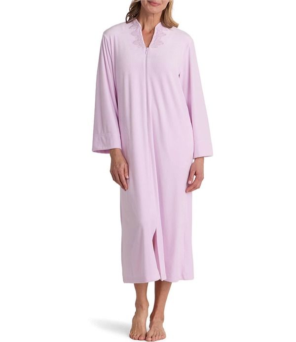 ミス エレーン レディース アンダーウェア ナイトウェア Vネック フリース Miss Elaine Solid Luxe Fleece Long VNeck ZipFront Robe Lavend 19,860円