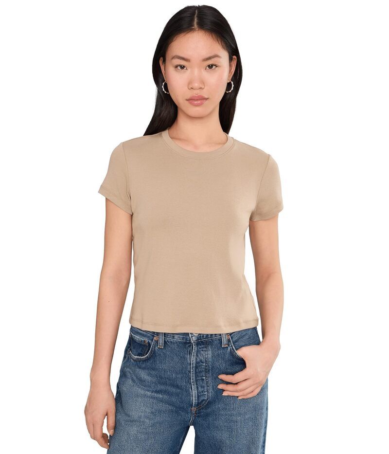 エージージーンズ レディース トップス シャツ クルーネック AG Jeansadie Crew Neck Crop TShirt Khaki Sand カーキ