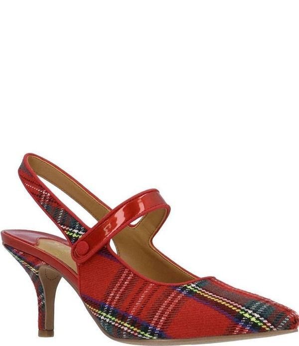 ジェイレニー レディース シューズ ヒール J Renee Jasira Tartan Plaid Mary Jane Slingback Pumps Red Multi Plaid レッド