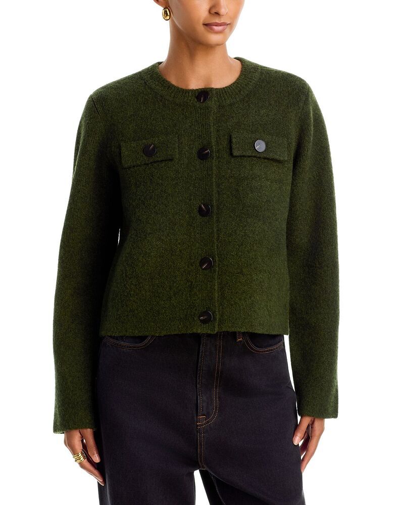 アクア レディース アウター カーディガン AQUA Boucl Cardigan Exclusive Military Green グリーン