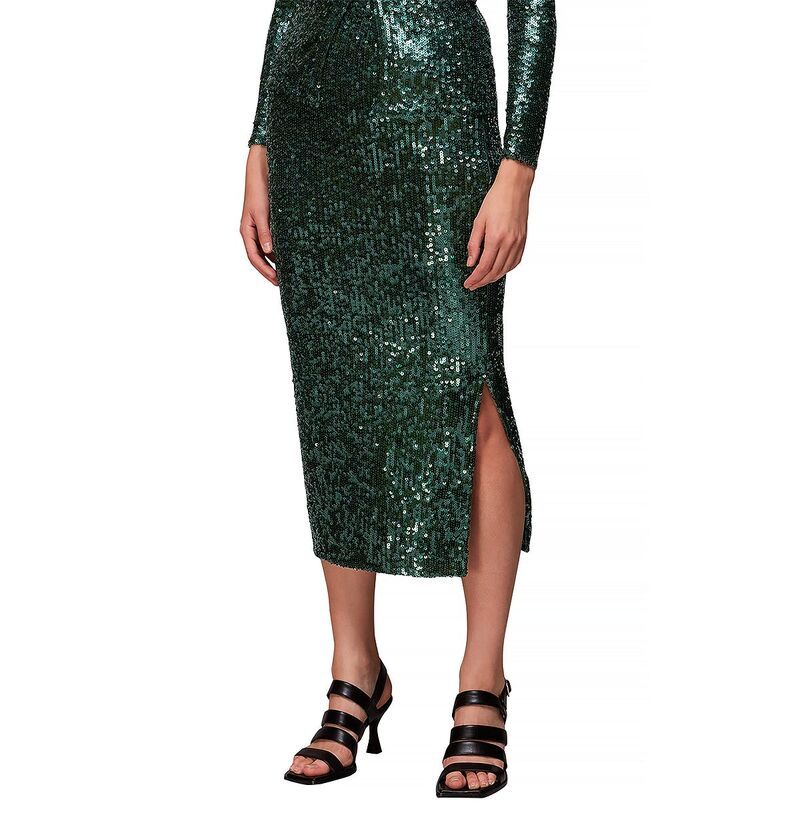 ホイッスルズ レディース ボトムスカート ミディ スパンコール Whistlesequined Column Midi Skirt Dark Green グリーン