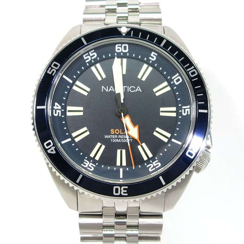 【三重本店】 中古 NAUTICA | ノーティカ NAPNVS404 NAUTICA VINTAGE ノーティカヴィンテージ 腕時計 アナログ表示 ソーラー ダークネイビー×シルバー 【131】