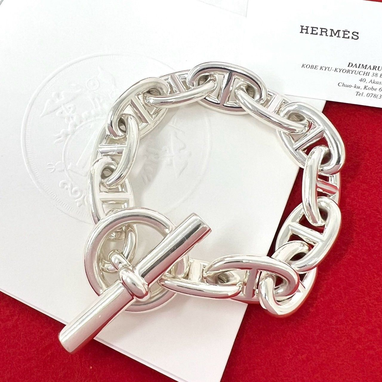 極 美品 HERMES エルメス シェーヌダンクル TGM 12コマ ブレスレット