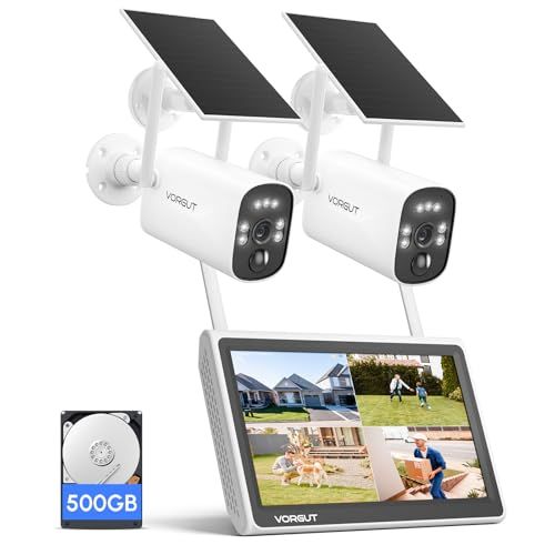 防犯カメラ 屋外 ソーラー 2台セット 500GB HDD内蔵 ☆新品☆防犯カメラ 屋外 ソーラー モニター付き 2台セット 無線屋外