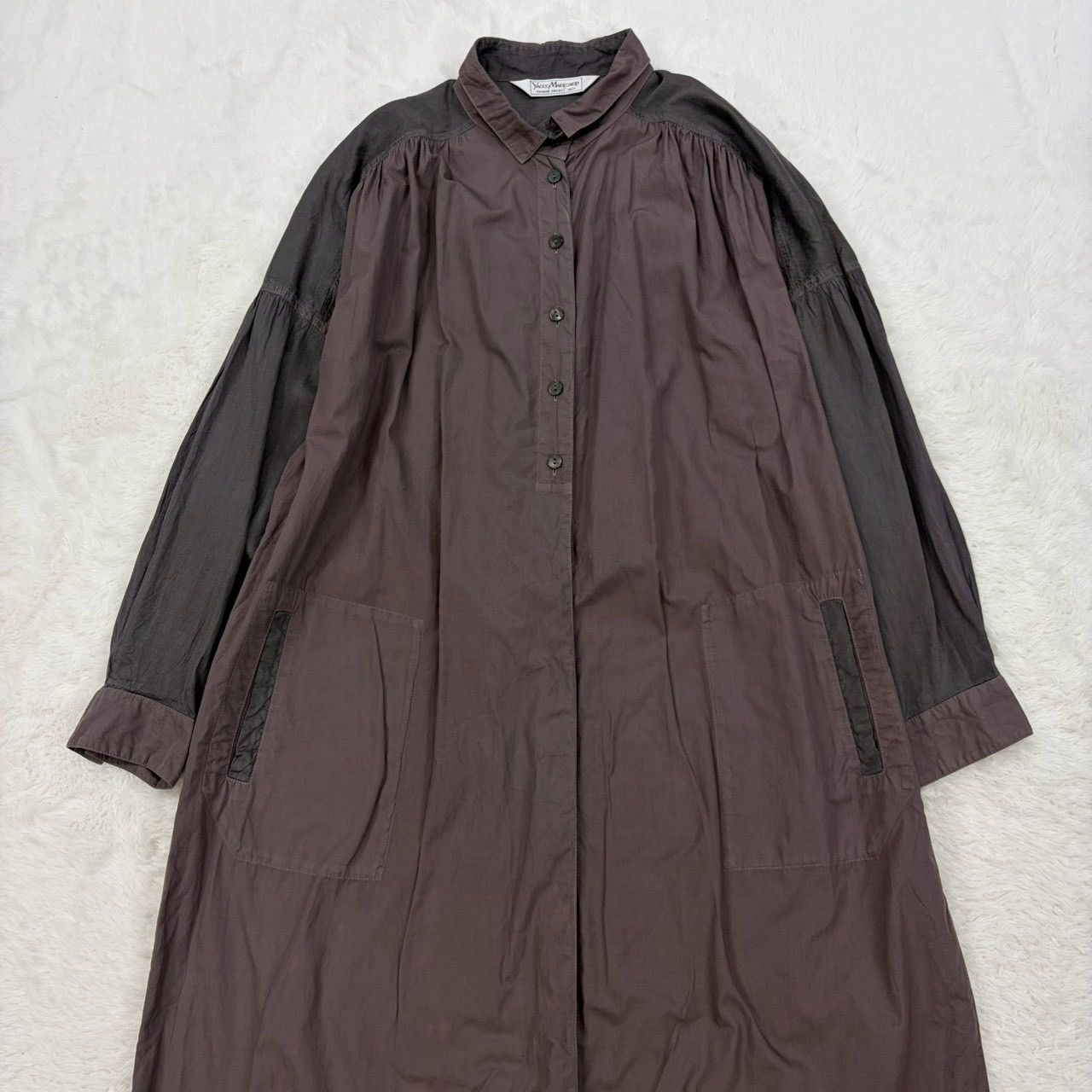YACCO MARICARD ヤッコマリカルド 長袖 シャツワンピース バイカラー