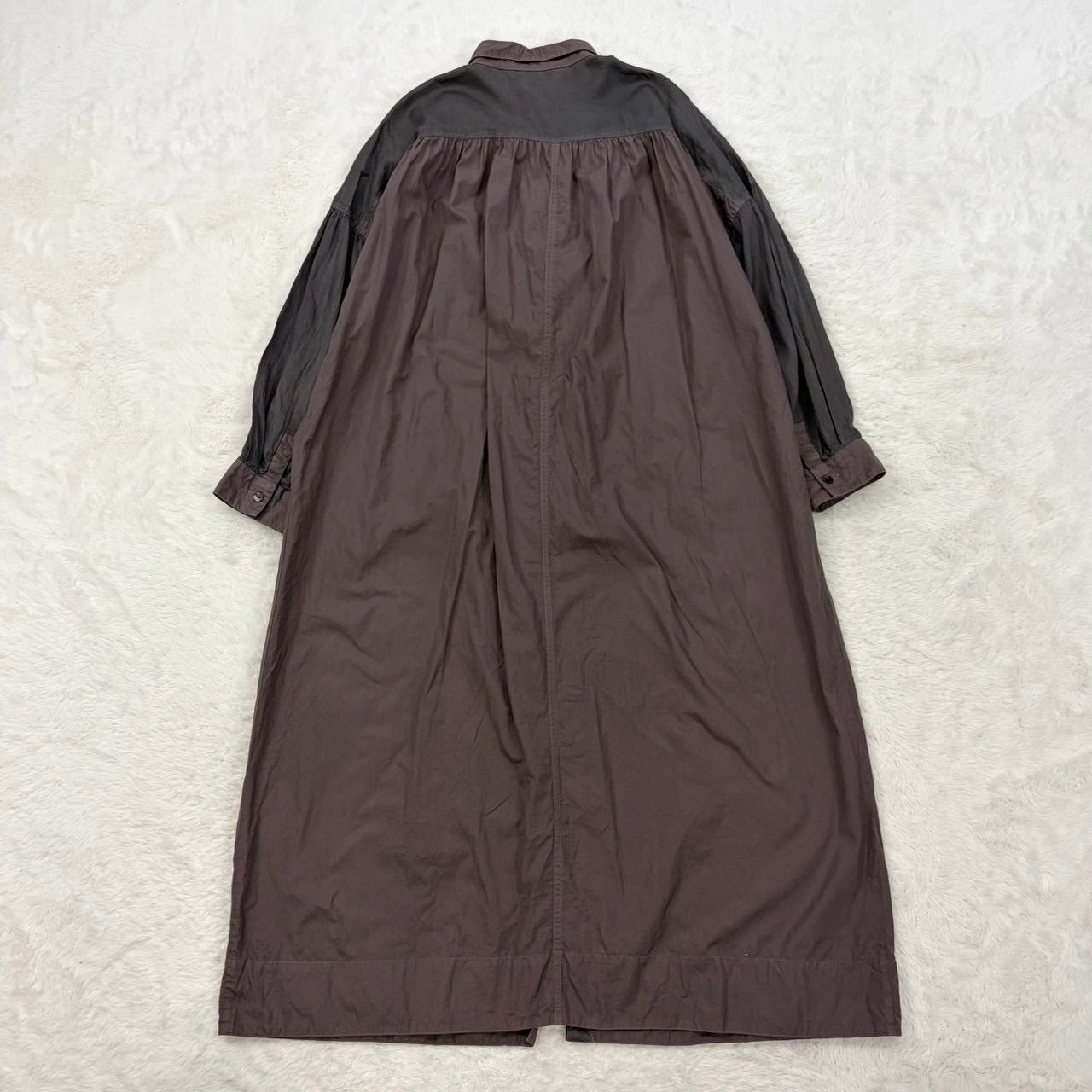 YACCO MARICARD ヤッコマリカルド 長袖 シャツワンピース バイカラー