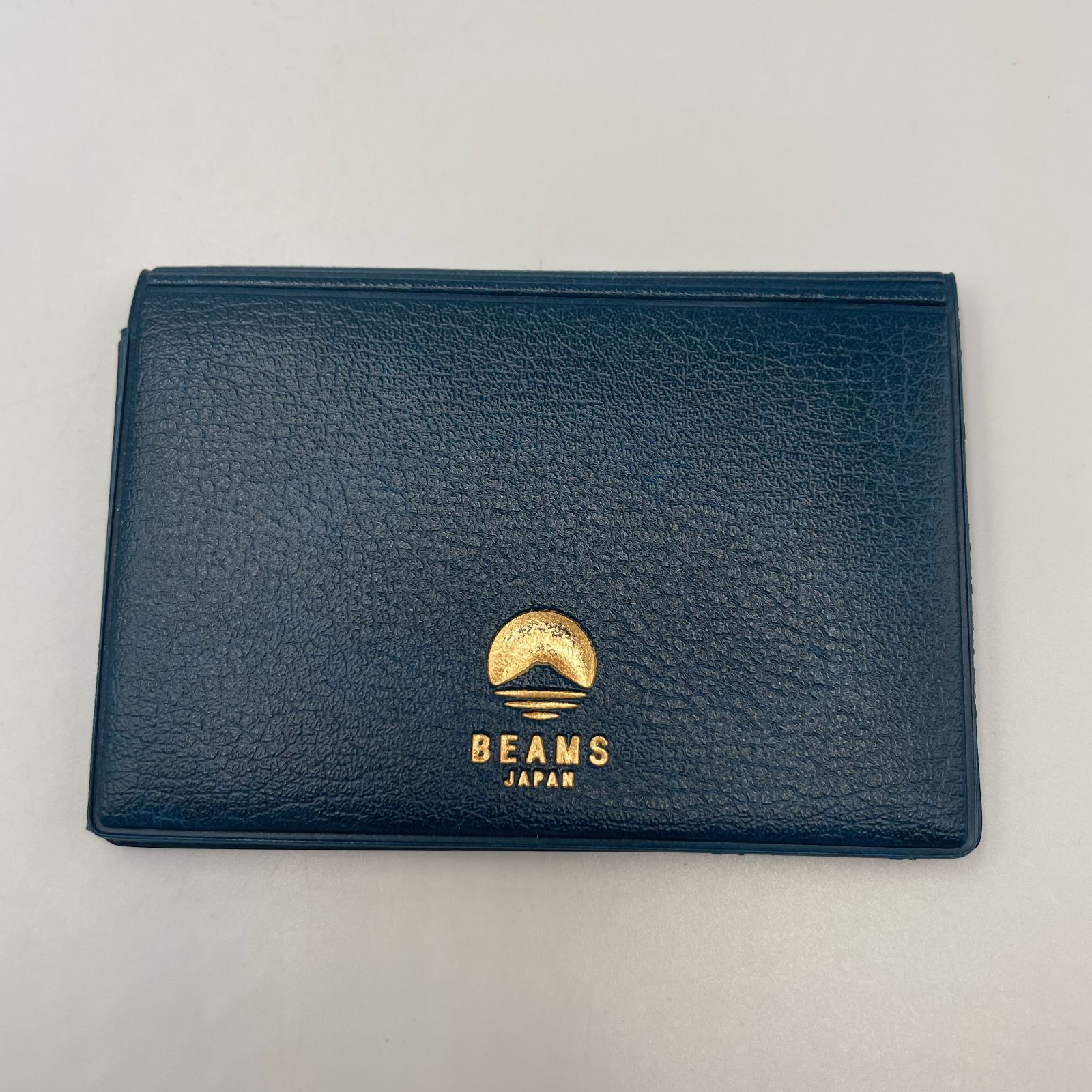 □BEAMS JAPAN × HIGHTIDE カードケース 名刺入れ ネイビー レザー調