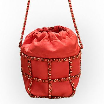美品】CHANEL シャネル チェーンケージ ドローストリング バケット