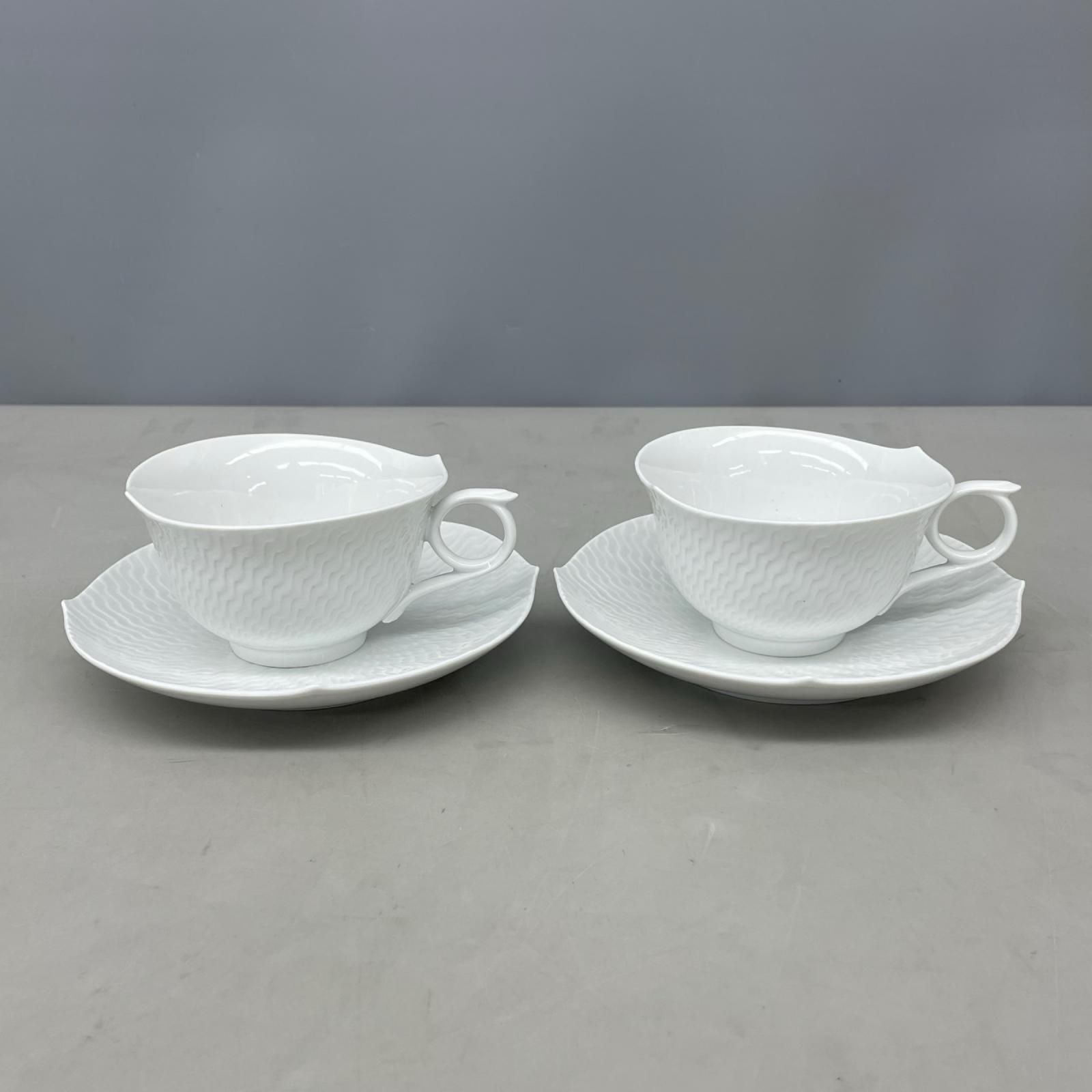 マイセン Meissen ティーカップ＆ソーサー ペア 波の戯れ ホワイト