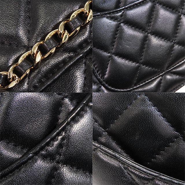 シャネル CHANEL チェーンバッグ ブラック 黒 ゴールド金具 ラムスキン