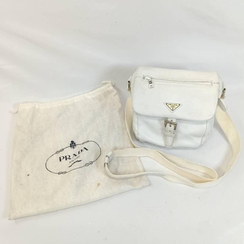 PRADA プラダ ナッパレザー メッセンジャー ショルダーバッグ B6229 ホワイト 白