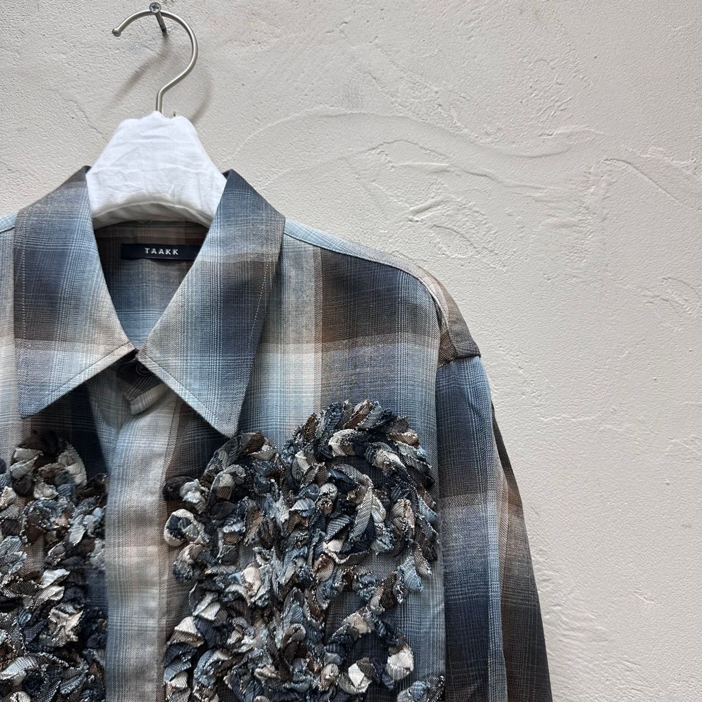TAAKK ターク 25AW CHECK EMBROIDERY 長袖シャツ TA25AW-SH020 グレー