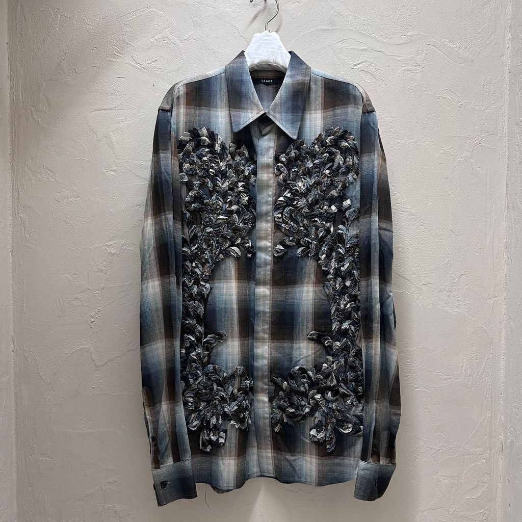 TAAKK ターク 25AW CHECK EMBROIDERY 長袖シャツ TA25AW-SH020 グレー