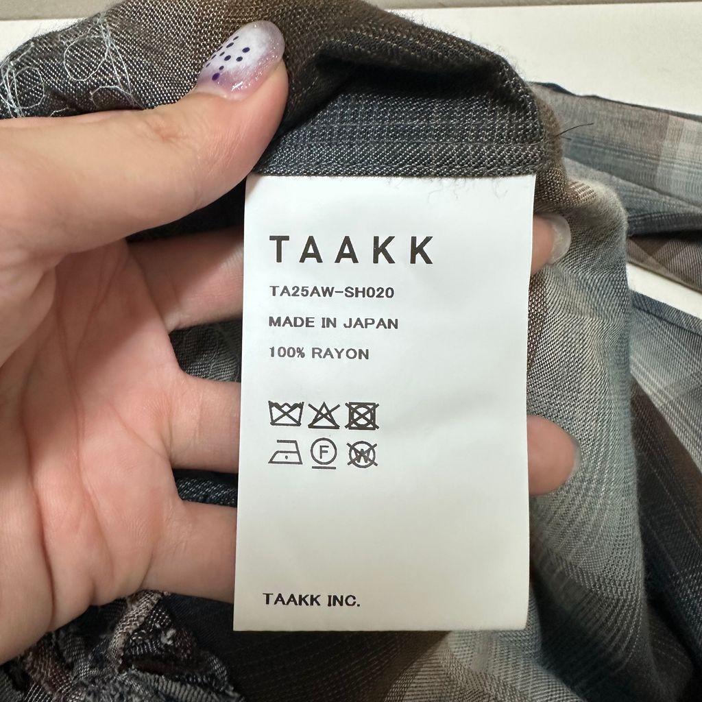 TAAKK ターク 25AW CHECK EMBROIDERY 長袖シャツ TA25AW-SH020 グレー