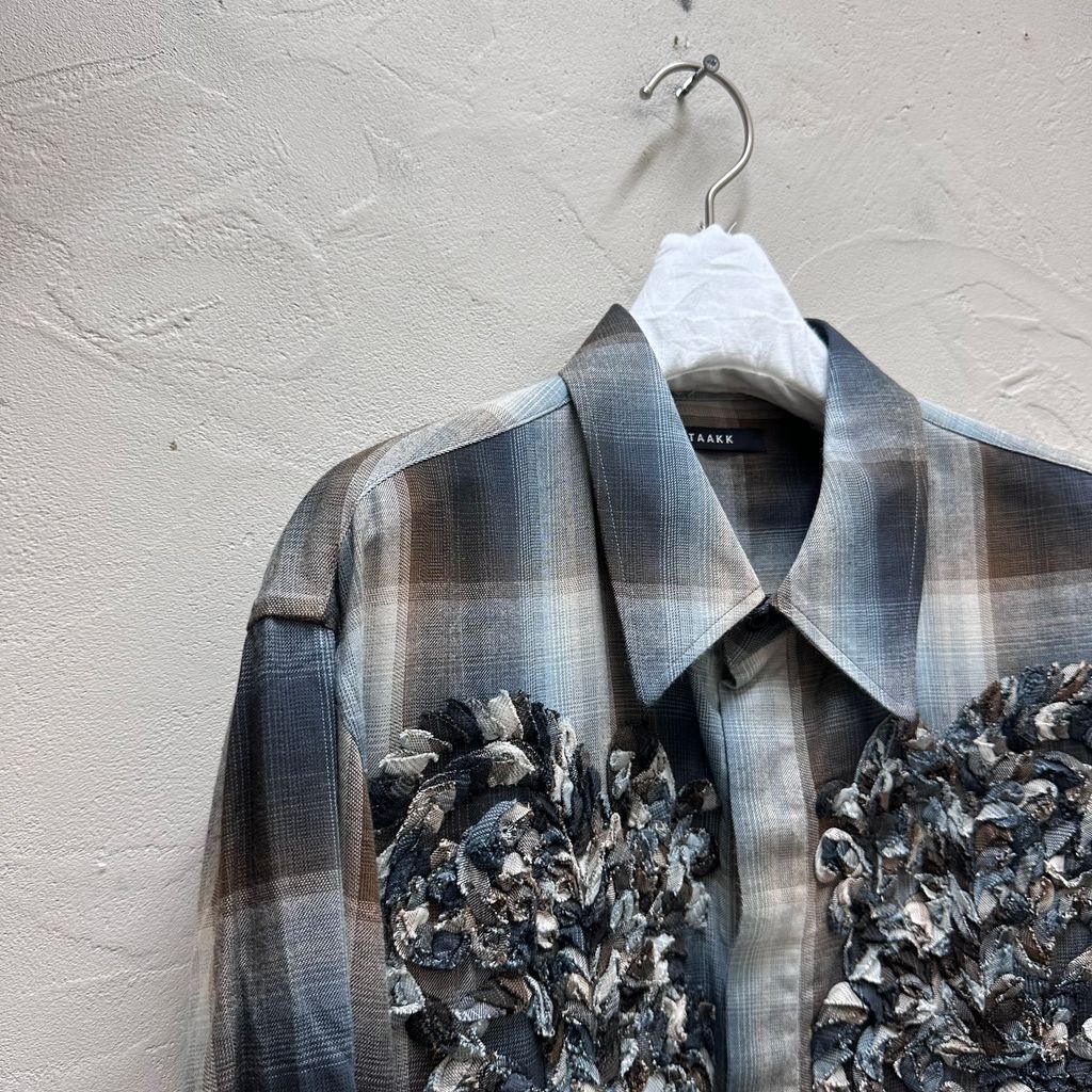 TAAKK ターク 25AW CHECK EMBROIDERY 長袖シャツ TA25AW-SH020 グレー