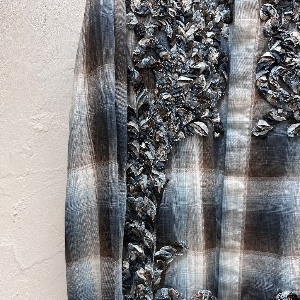TAAKK ターク 25AW CHECK EMBROIDERY 長袖シャツ TA25AW-SH020 グレー