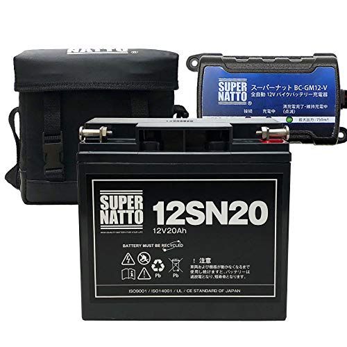 スーパーナット ST1220 電動リール用バッテリー 12V20Ah＋12V専用充電器＋防水キャリーケースセット 釣り用端子付きt