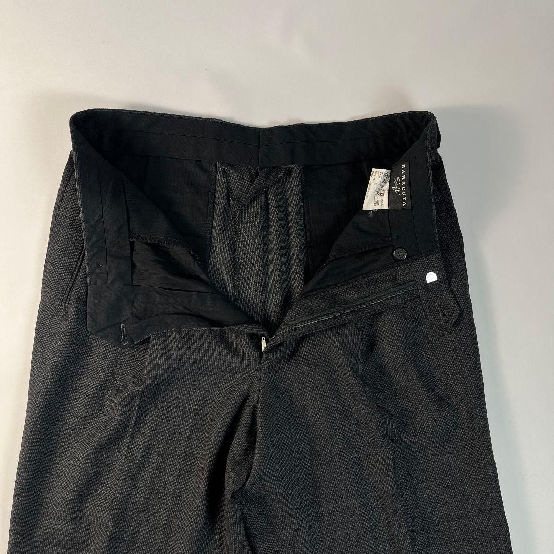 BARACUTA Soft ツータック ワイド スラックス ウール ピンヘッド柄