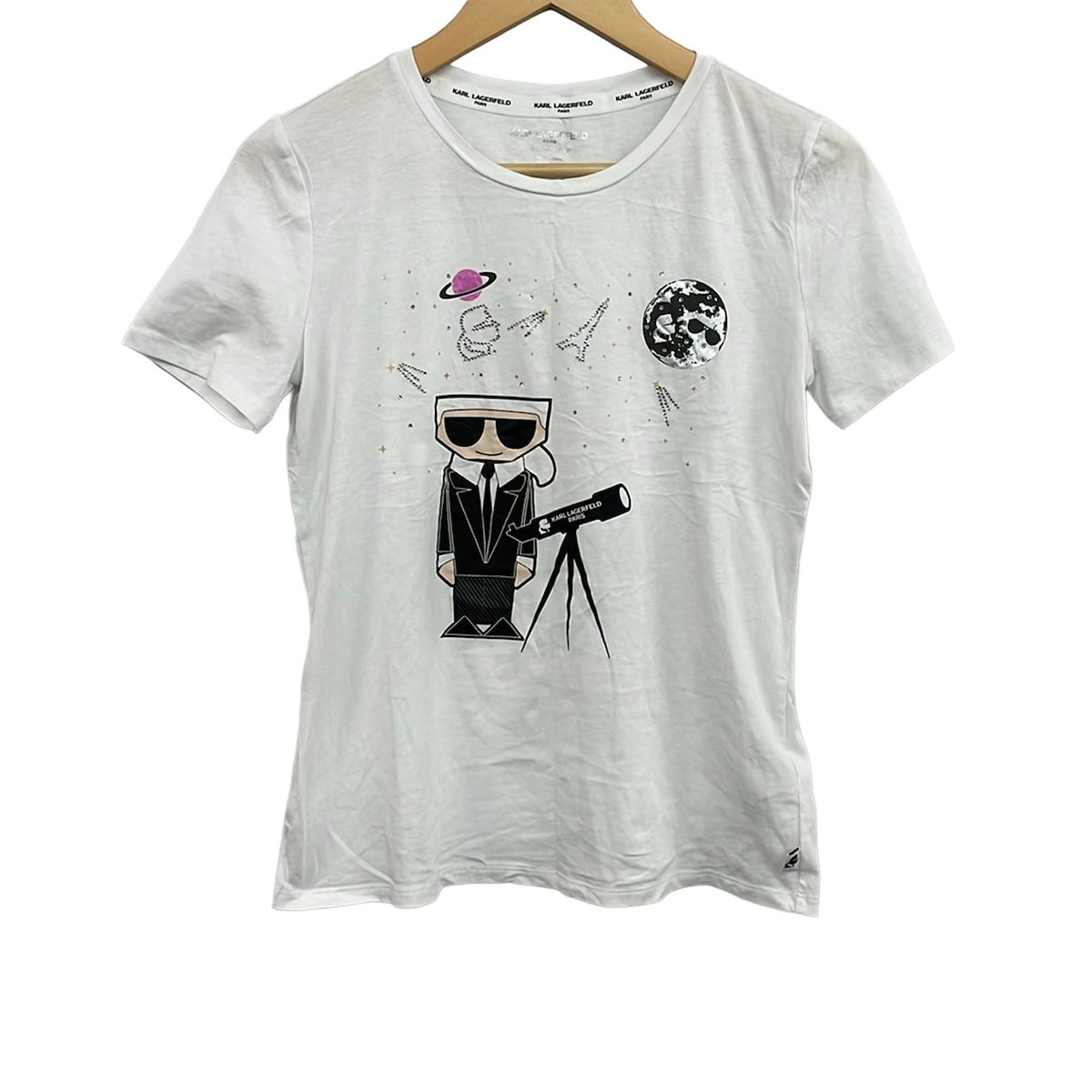 KARL LAGERFELD(カールラガーフェルド) 半袖Tシャツ レディース - L1WHFD84 白 ラインストーン