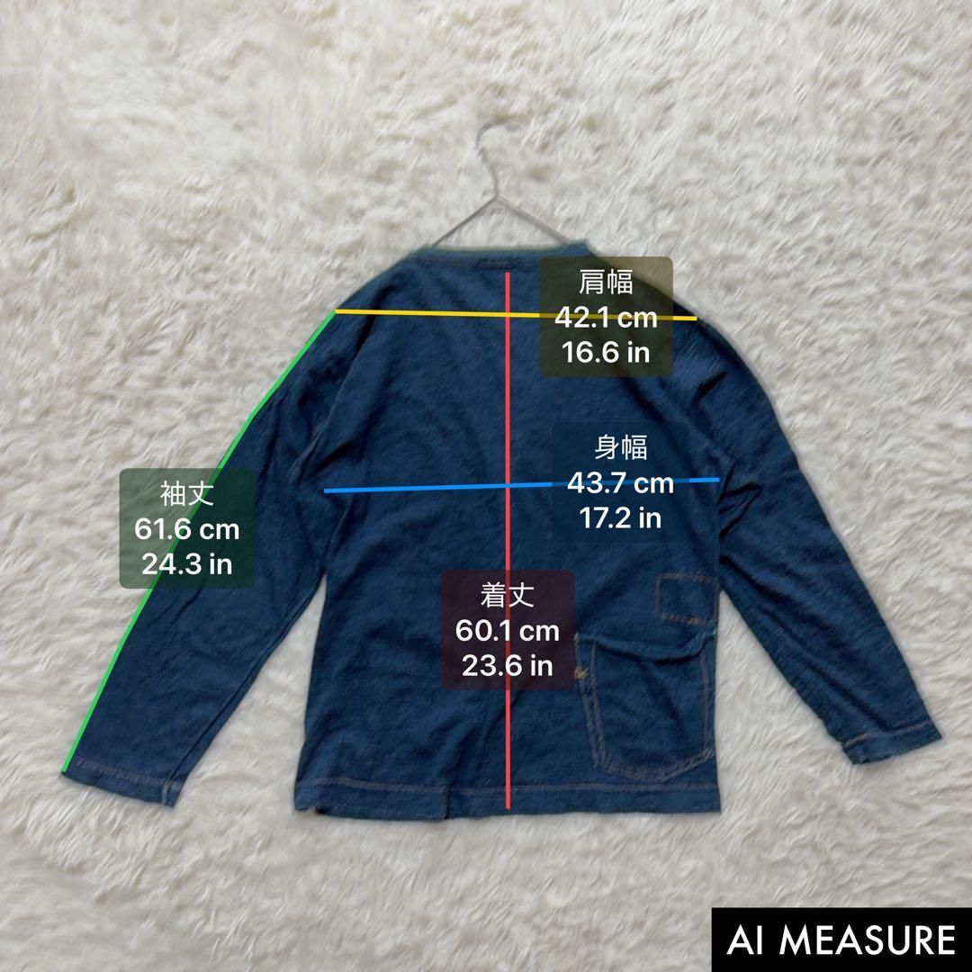 45R インディゴ カットソー チュニック 1サイズ バックポケット R刺繍