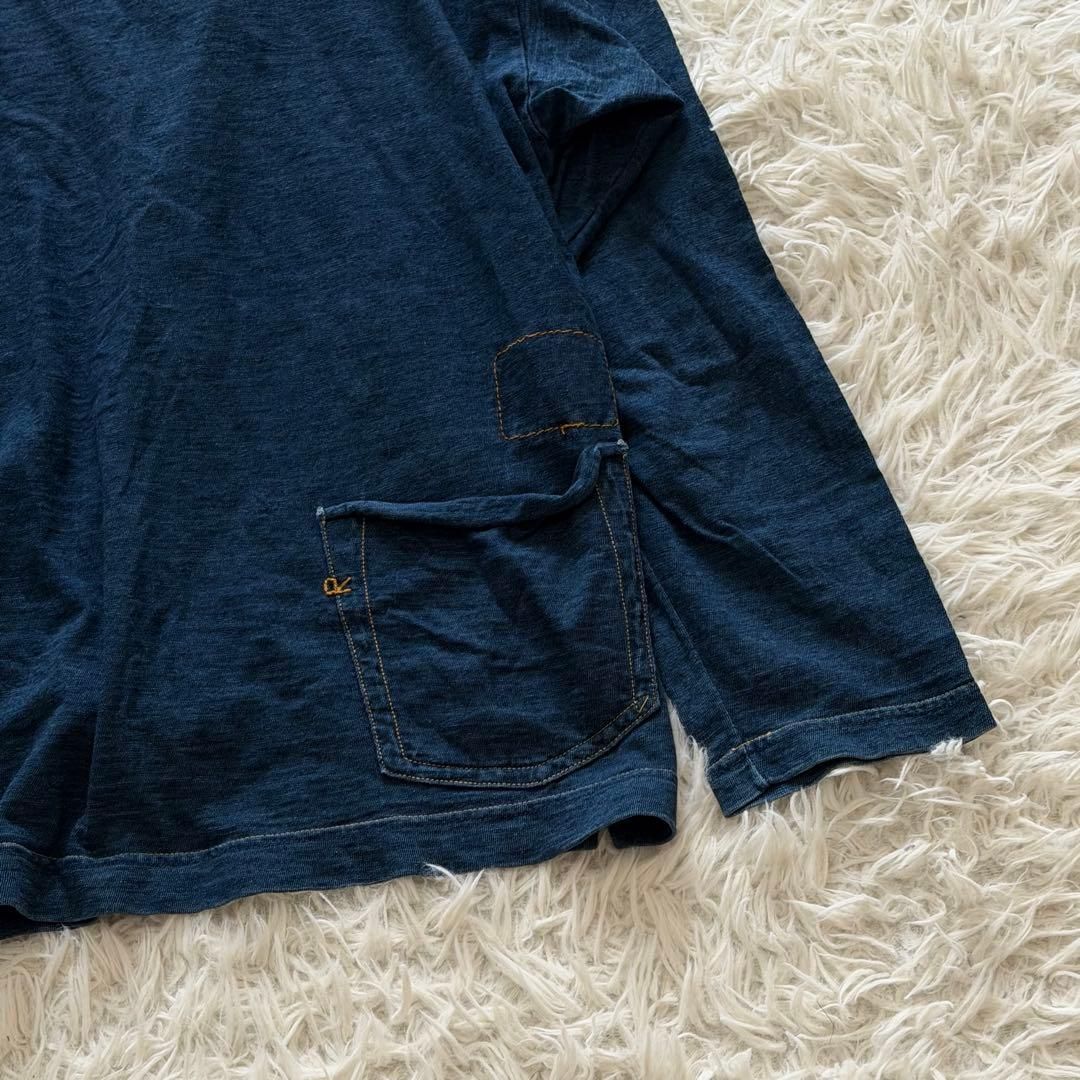 45R インディゴ カットソー チュニック 1サイズ バックポケット R刺繍