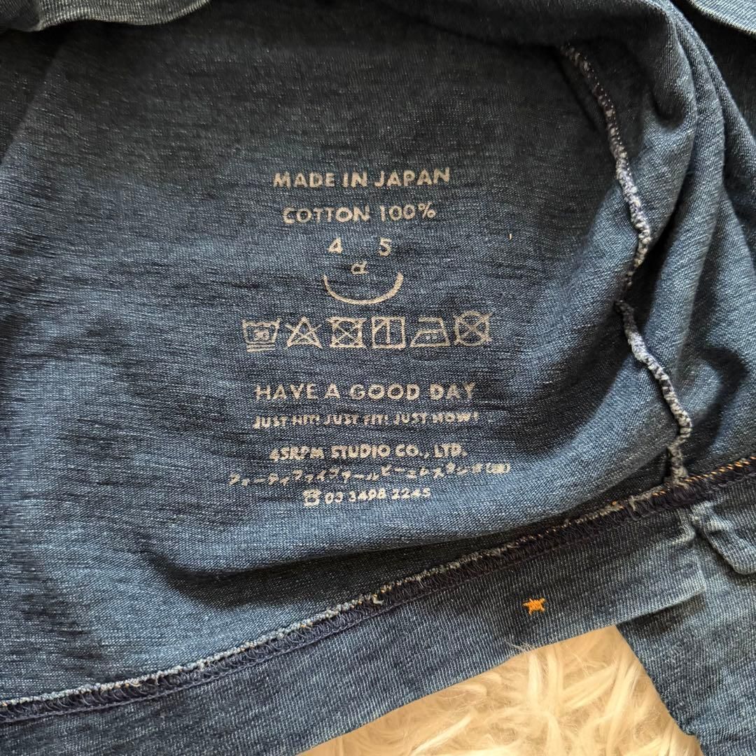 45R インディゴ カットソー チュニック 1サイズ バックポケット R刺繍