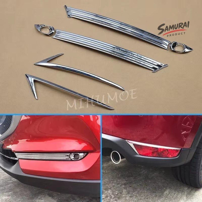 フロント+リア クローム フォグランプ トリム バンパー リフレクター カバー マツダ CX-5 2017 - 21