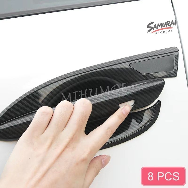 マツダ3セダンBP2019-2026 カーボンキーレスドアハンドルストリップカバー+ボウルカップサラウンドトリムキット 2022 - 25