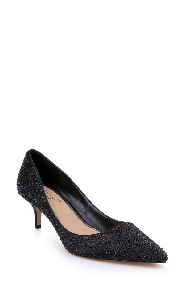 ジュウェルダグレイミシュカ レディース シューズ パンプス Jewel Badgley Mischka Frenchie Pointed Toe Pump BLACK SATIN ブラック