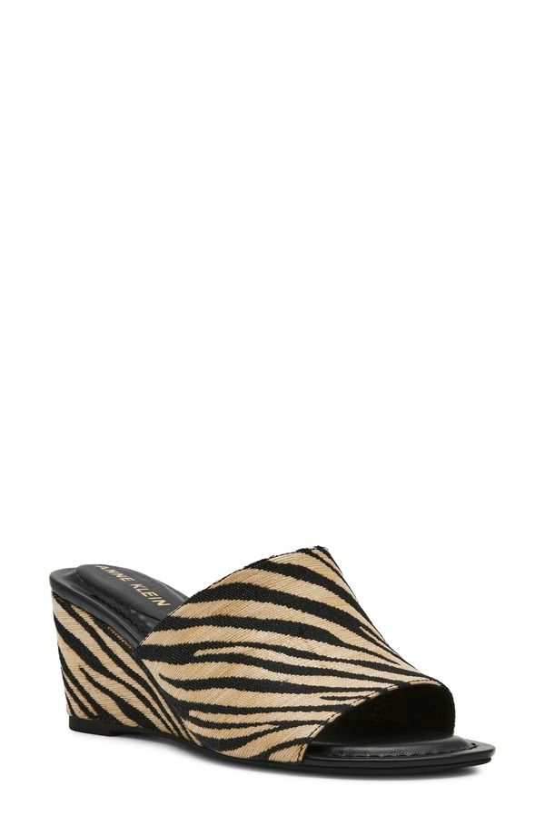 アンクライン レディース シューズ パンプス サンダル Anne Klein Charisma Wedge Slide Sandal Women ZEBRAFFIA アニマル