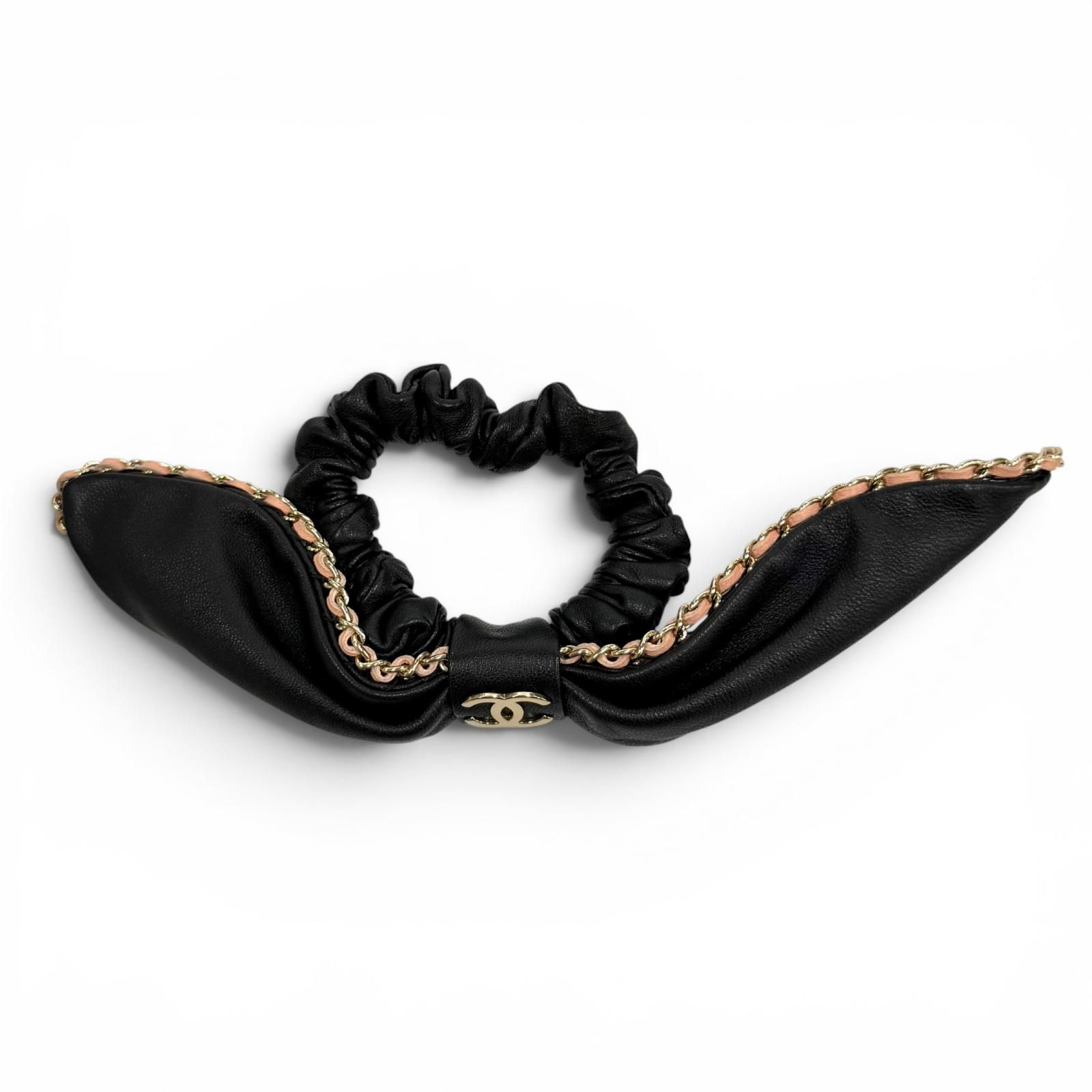 美品☆CHANEL シャネル A22S チェーン使い ココマーク レザーリボン