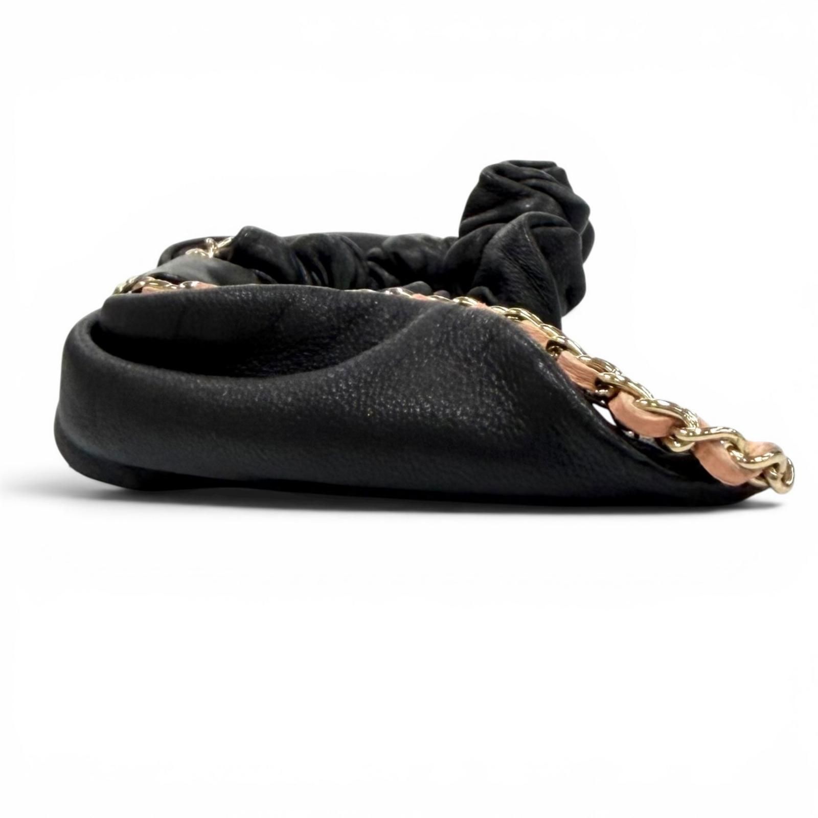 美品☆CHANEL シャネル A22S チェーン使い ココマーク レザーリボン