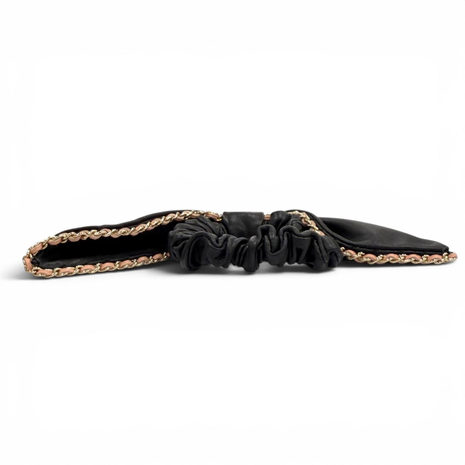 美品☆CHANEL シャネル A22S チェーン使い ココマーク レザーリボン