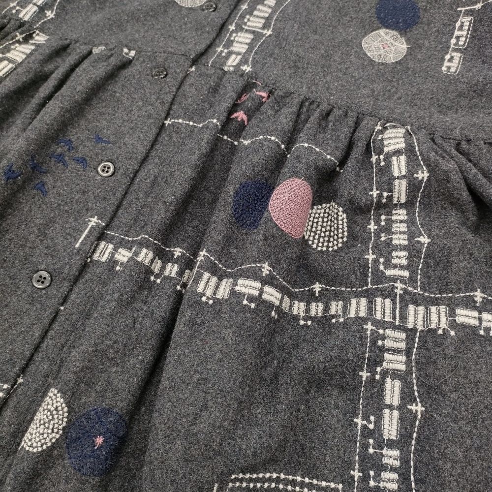marble sud 新品 総柄 刺繍 定価27500円 Vネック ギャザー ワンピース