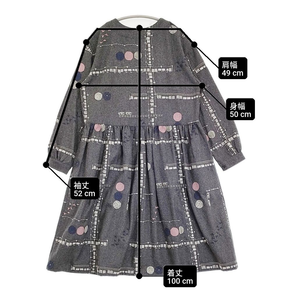 marble sud 新品 総柄 刺繍 定価27500円 Vネック ギャザー ワンピース